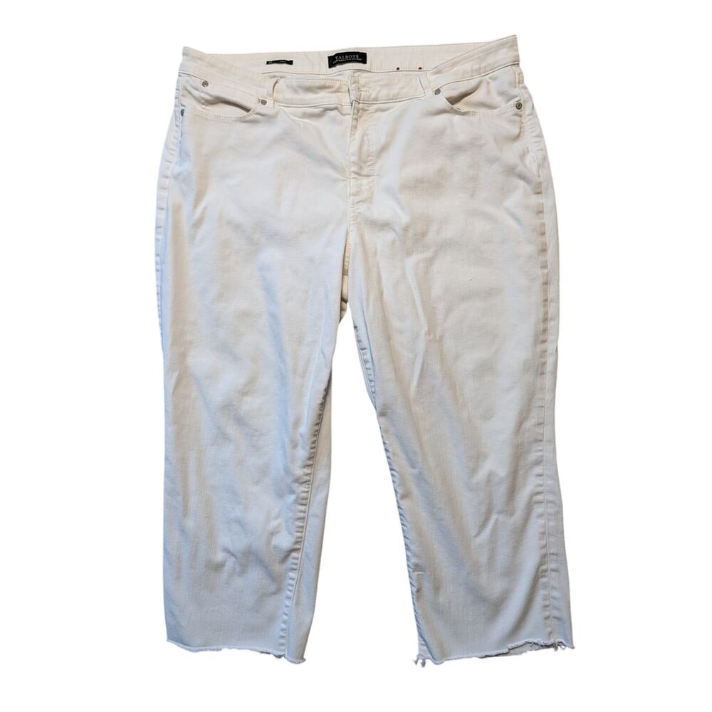 Talbots Flawless Five-Pocket White Cropped Denim Jeans Women's Plus Size 18